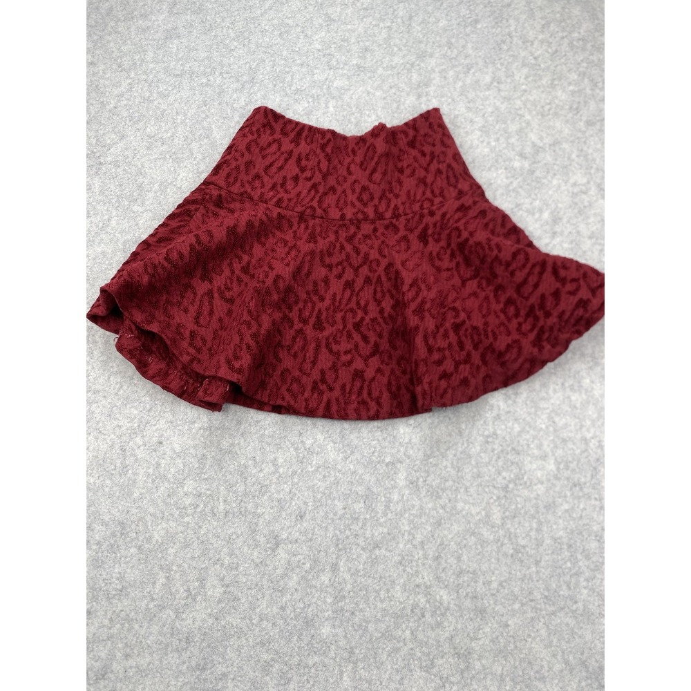 Free People Skirt Womens 0 Red Animal Print Knit Skater Mini Lined Zip Back